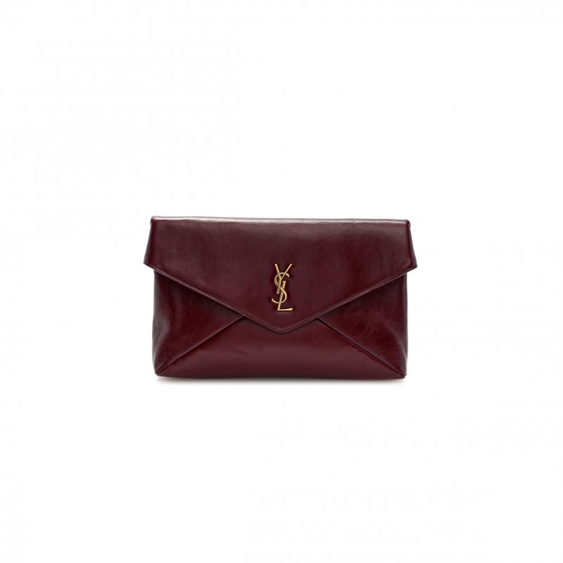 (image for) YSL LAMBSKIN CASSANDRE ENVELOPE POUCH DARK RUBY 769307 (29.5*18*4.5cm)