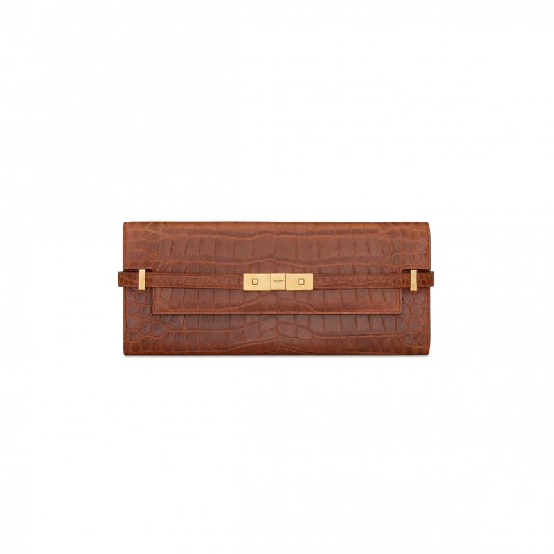(image for) YSL MANHATTAN CLUTCH IN CROCODILE-EMBOSSED LEATHER 695949AAAOH2591 (31*14*3cm)