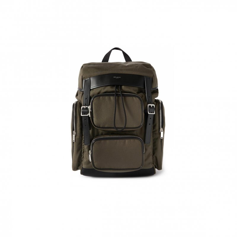 (image for) YSL CITY MULTI-POCKET BACKPACK IN ECONYL®, SMOOTH LEATHER AND NYLON 437110FABO12986 (34*42*22cm)