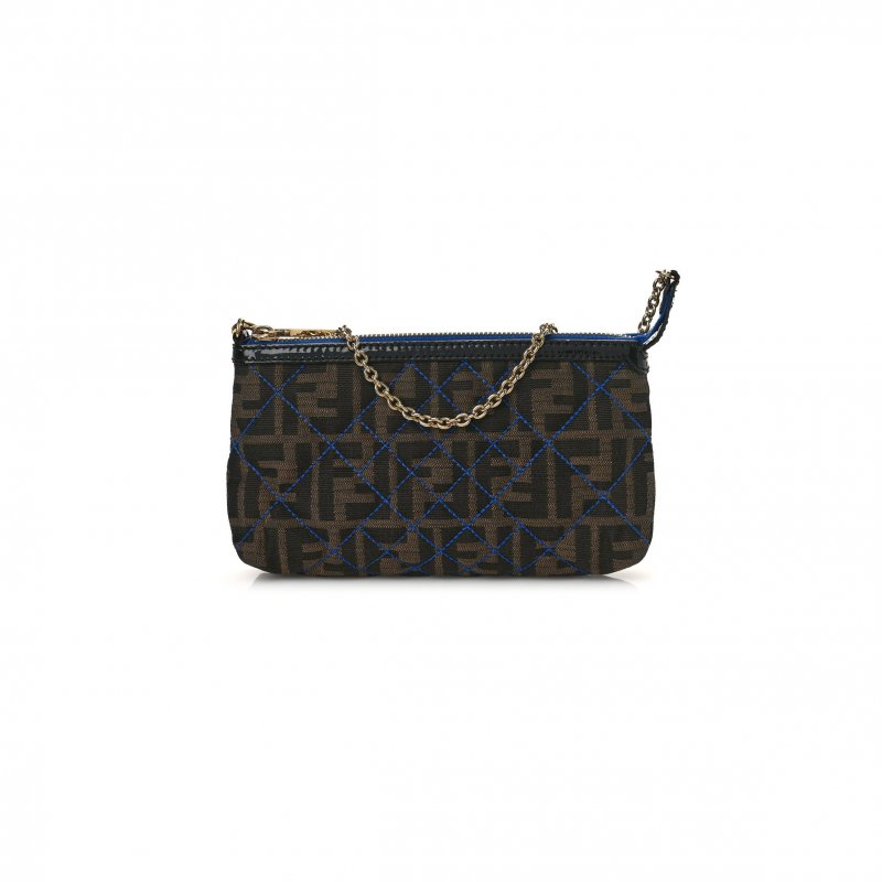 (image for) FENDI ZUCCA QUILTED POCHETTE TOBACCO BLUE (20*11*4cm)