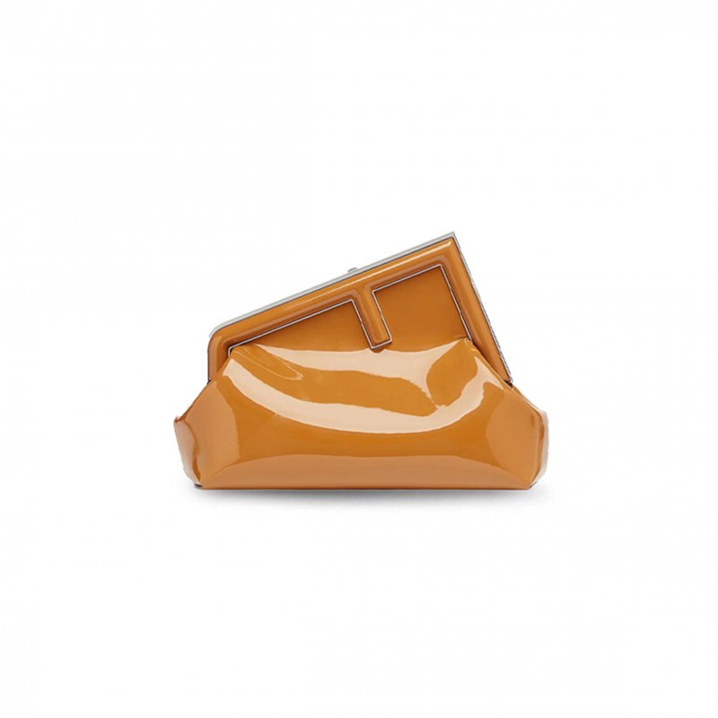 (image for) FENDI FIRST MIDI OVERSIZED F METAL CLIP PATENT LEATHER SHOULDER CROSSBODY CLUTCH 8BP137ANSNF119U (32.5*23.5*15cm)