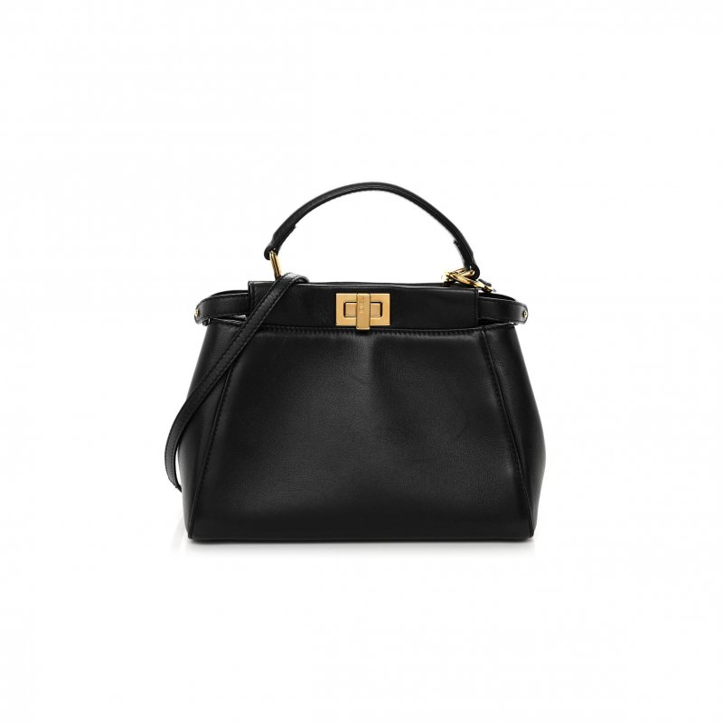 (image for) FENDI FF NAPPA MINI PEEKABOO ICONIC SATCHEL BLACK (23*18*11cm)