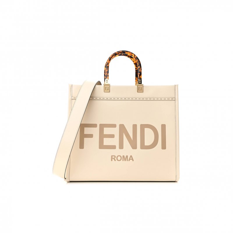 (image for) FENDI VITELLO KING PLEXIGLASS MEDIUM FENDI SUNSHINE SHOPPER TOTE WHITE ICE (36*30*15cm)