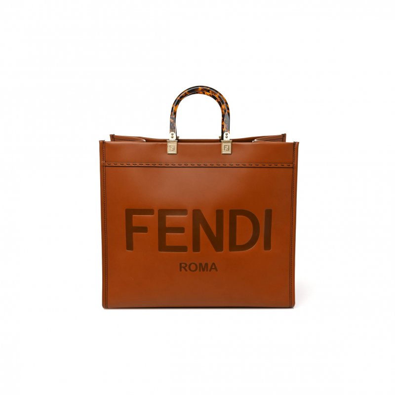 (image for) FENDI VITELLO KING PLEXIGLASS LARGE FENDI SUNSHINE SHOPPER TOTE CUOIO (41*34*20cm)