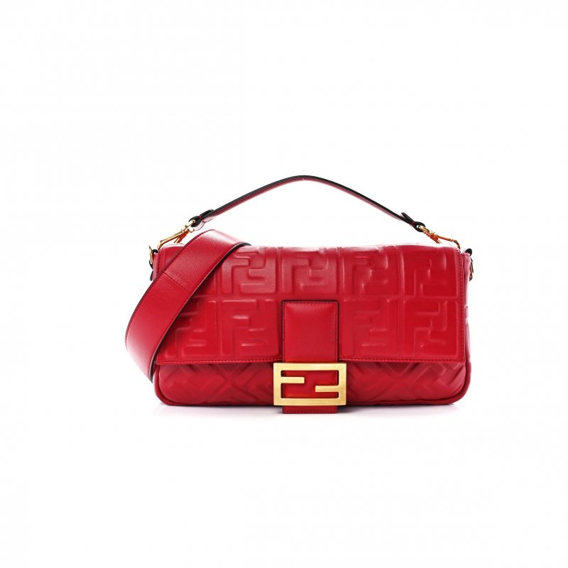 (image for) FENDI NAPPA FF 1974 EMBOSSED LARGE BAGUETTE FRAGOLA (32*16*5cm)