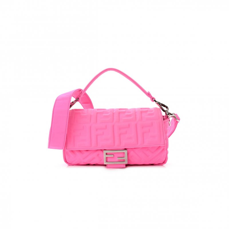 (image for) FENDI LYCRA FF 1974 EMBOSSED BAGUETTE ROSA FLUO (27*17*5cm)