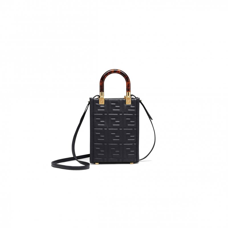 (image for) FENDI MINI SUNSHINE SHOPPER - BLACK LEATHER MINI BAG 8BS051AMCIF0KUR (18*13*6.5cm)