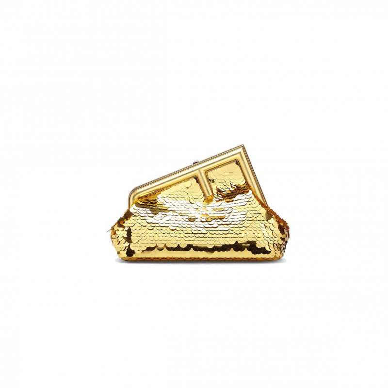 (image for) FENDI FIRST SMALL - GOLD-COLORED LEATHER AND SEQUINNED BAG 8BP129AJP4F0RXU (26*18*9.5cm)
