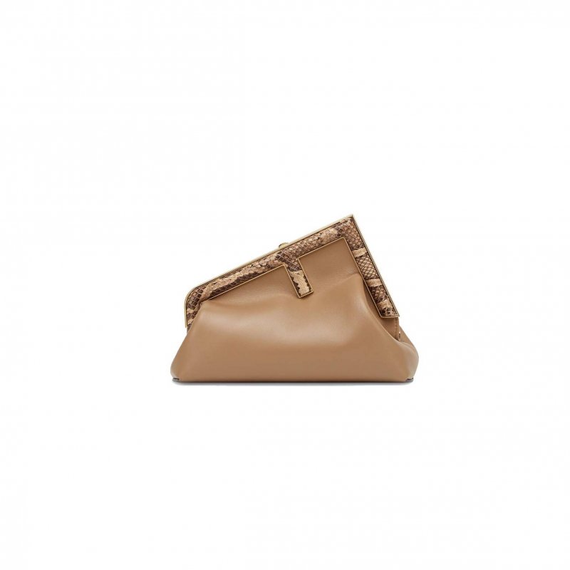 (image for) FENDI FIRST SMALL - BEIGE LEATHER BAG WITH EXOTIC DETAILS 8BP129AGWRF1GEM (26*18*9.5cm)