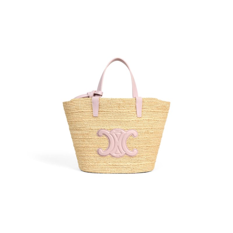 (image for) CELINE TEEN SUPPLE CELINE CLASSIC PANIER IN RAFFIA AND CALFSKIN 115802FF7.25BD (22*21.5*13cm)