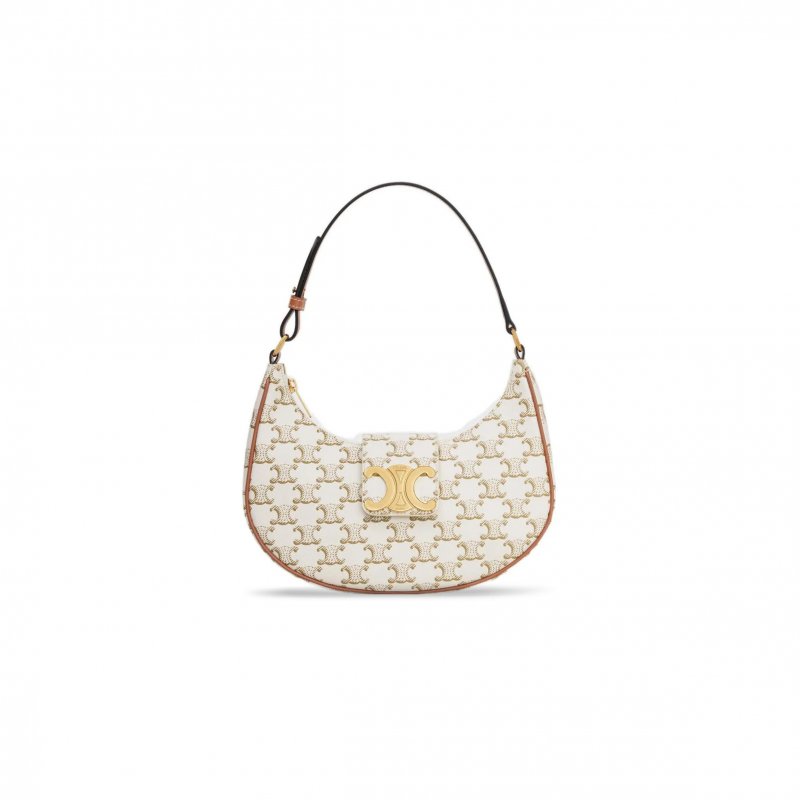 (image for) CELINE MEDIUM AVA TRIOMPHE BAG IN TRIOMPHE CANVAS AND CALFSKIN 114492BZJ.01BC (23*13.5*6cm)