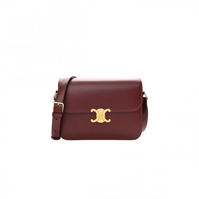 (image for) CELINE SHINY CALFSKIN MEDIUM TRIOMPHE LIGHT BURGUNDY (23*15*5cm)