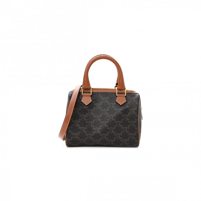 (image for) CELINE TRIOMPHE CANVAS CALFSKIN SMALL BOSTON BAG TAN (20*15*10cm)