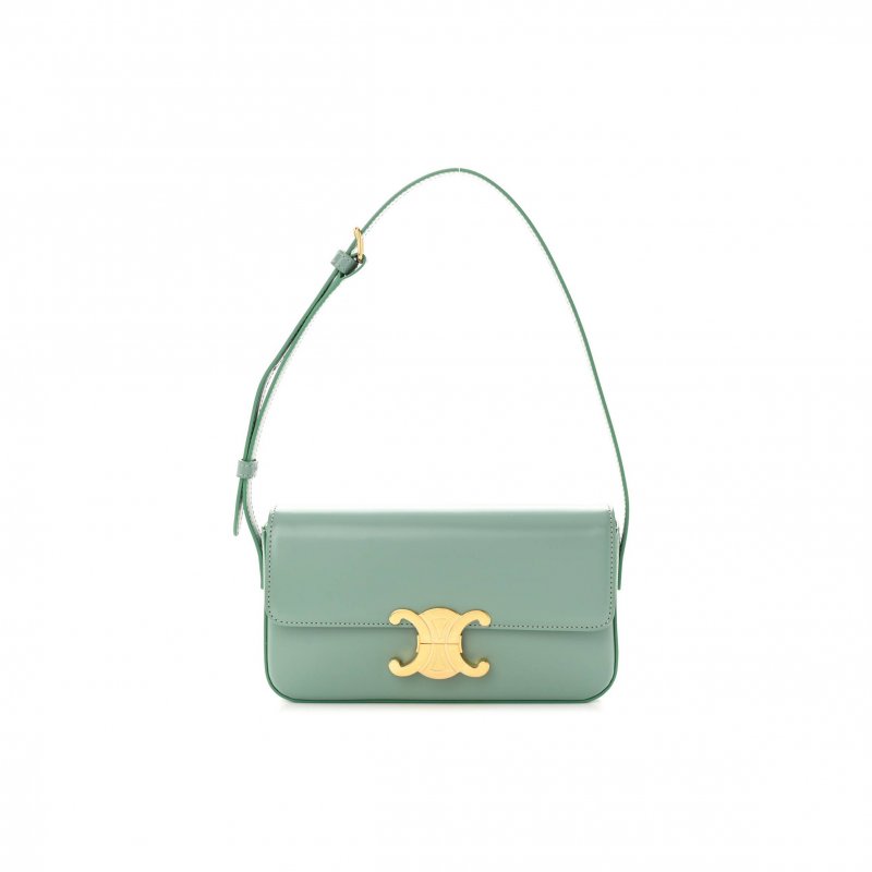 (image for) CELINE SHINY CALFSKIN TRIOMPHE SHOULDER BAG CELADON (20*12*4cm)