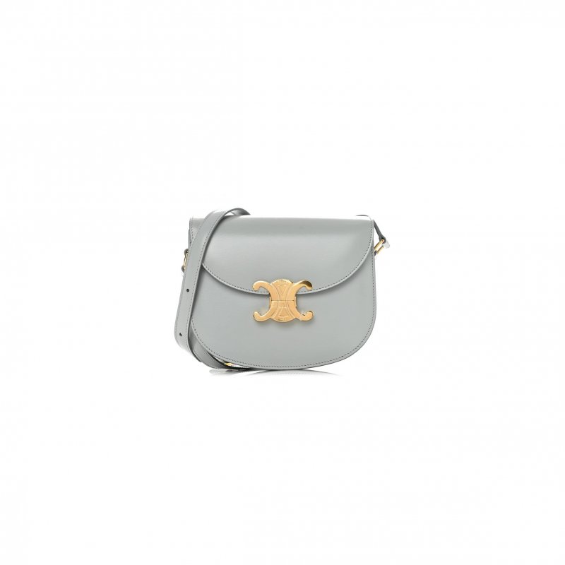 (image for) CELINE SHINY CALFSKIN TEEN BESACE CLEA TRIOMPHE BLUE GRAY (18*15*5cm)