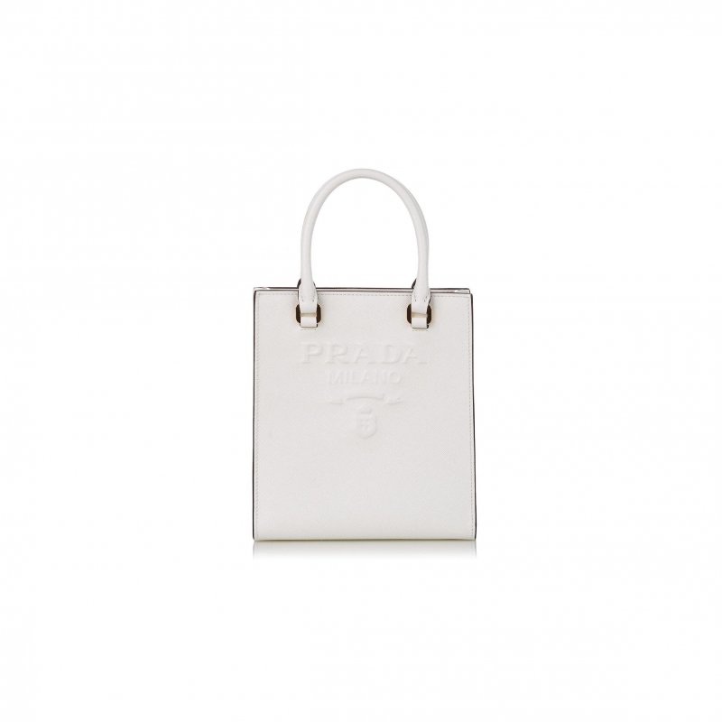 (image for) PRADA WHITE SMALL SAFFIANO LEATHER SATCHEL 1BA333 (19*17*6cm)