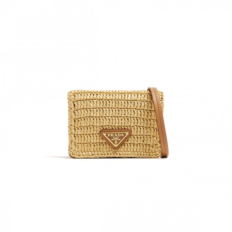 (image for) PRADA WOVEN FABRIC CARD HOLDER WITH SHOULDER STRAP 1MR024 (11.5*8*2.5cm)