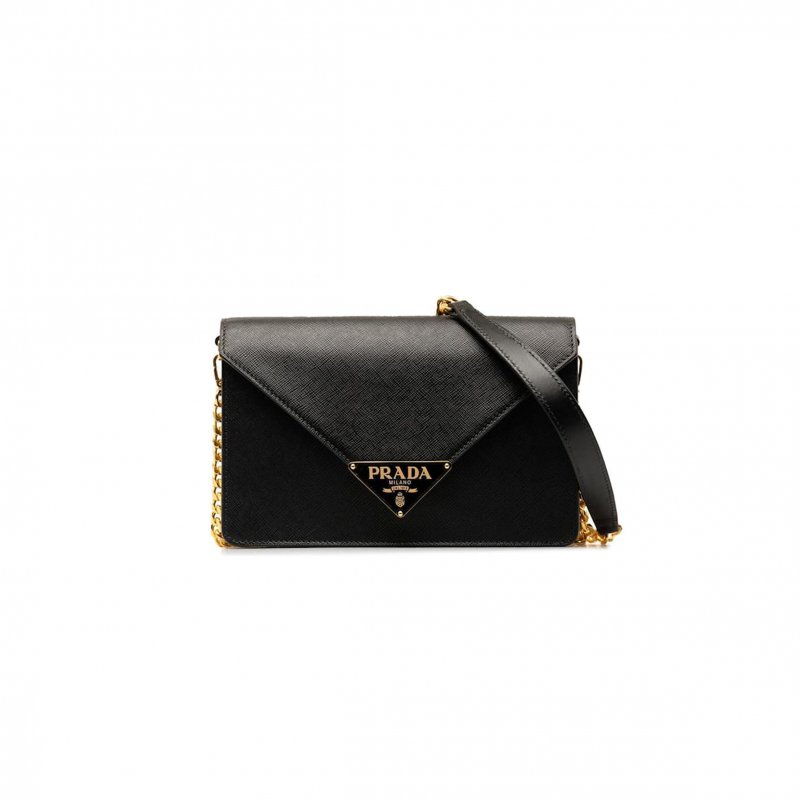 (image for) PRADA BLACK SAFFIANO ENVELOPE CHAIN CROSSBODY 1BD318 (21.5*14*4cm)