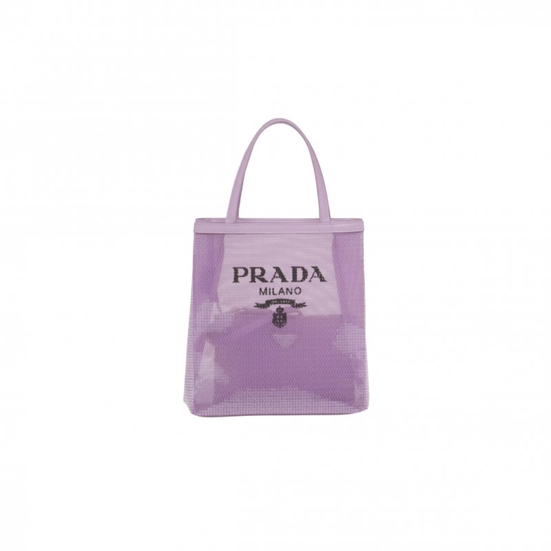 (image for) PRADA SMALL SEQUINED MESH TOTE BAG IN ALABASTER 1BG417 (22*20*8cm)