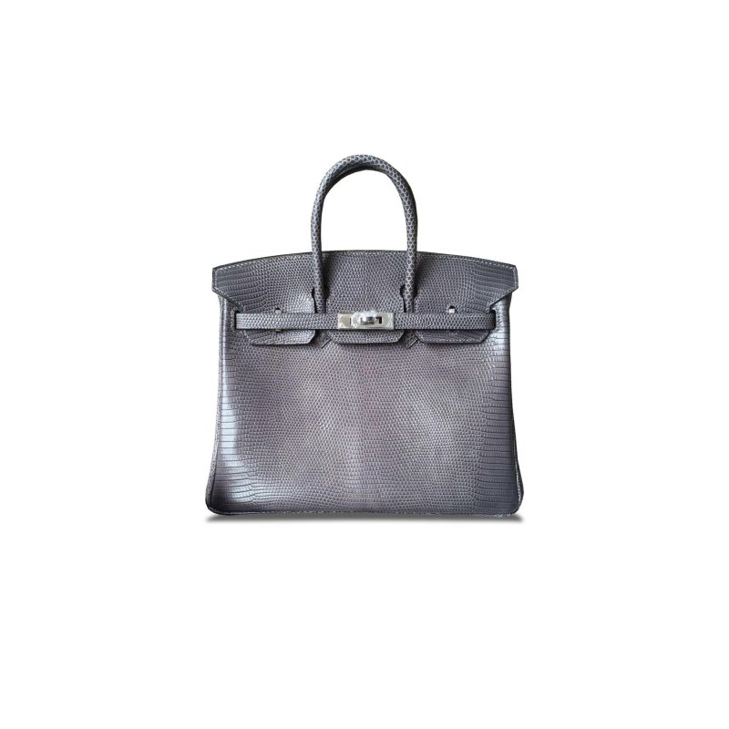 (image for) HERMÈS MASTER BIRKIN 25 LIZARD AGATE GREY SILVER BUCKLE H028352CA03 (25*20*13cm)