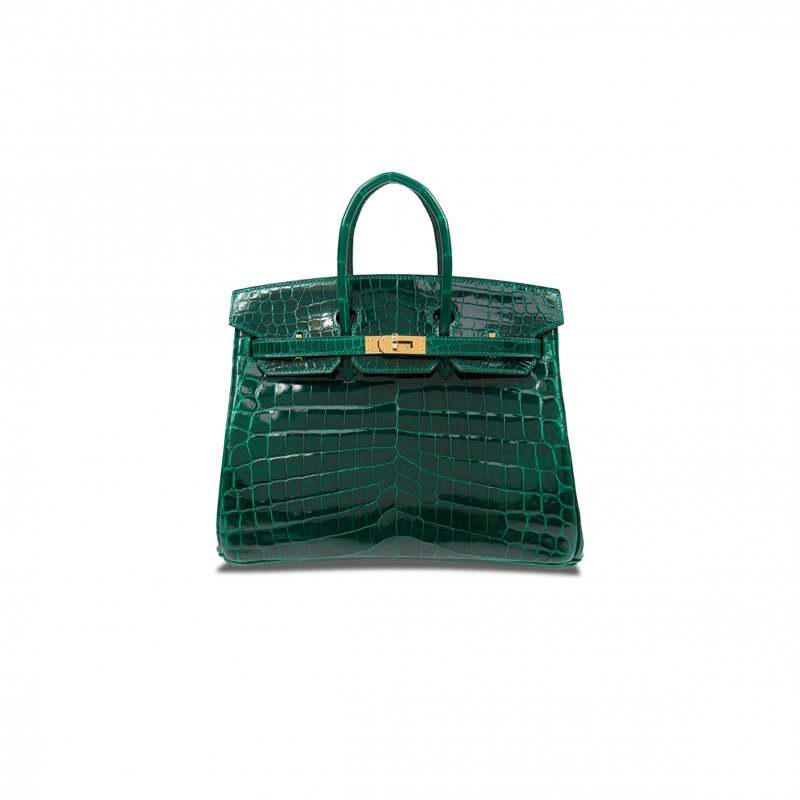 (image for) HERMÈS MASTER BIRKIN 25 CROCODILE LEATHER SHINY EMERALD GOLD BUCKLE H041354CK3U (25*20*13cm)