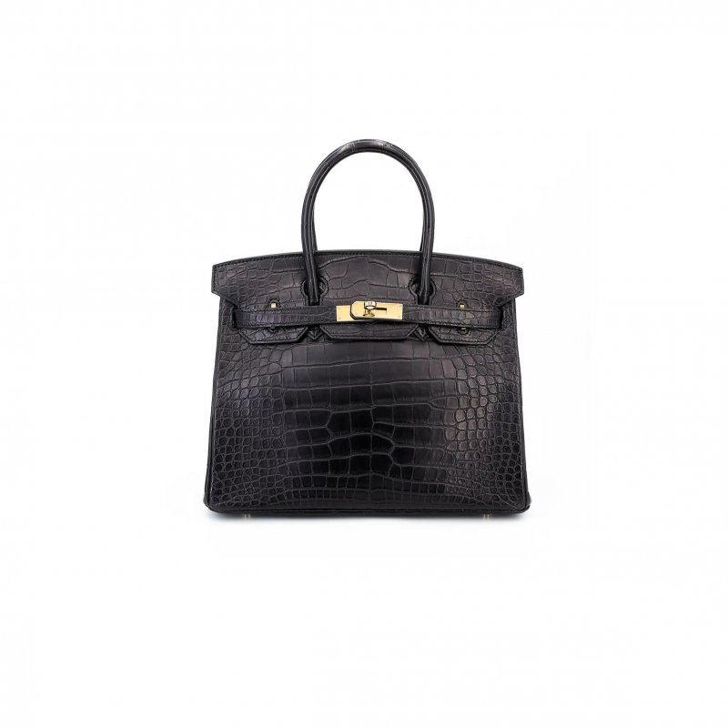 (image for) HERMÈS MASTER BIRKIN 25 CROCODILE LEATHER BLACK GOLD BUCKLE H041354CK28 (25*20*13cm)