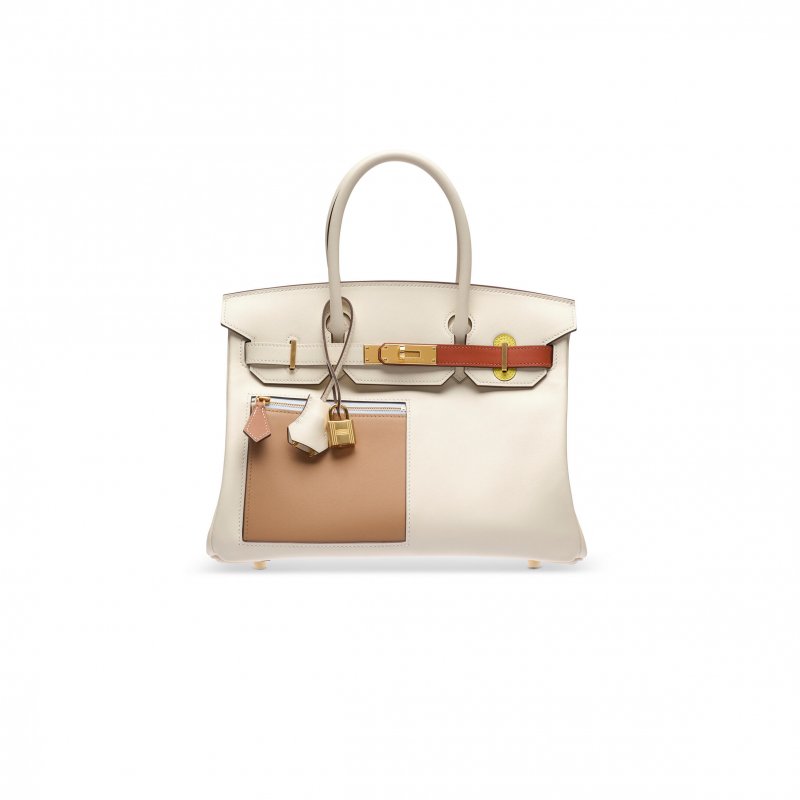 (image for) HERMÈS MASTER BIRKIN 30 COLORMATIC NATA HAND BAG VEAU SWIFT LEATHER (30*22*16cm)