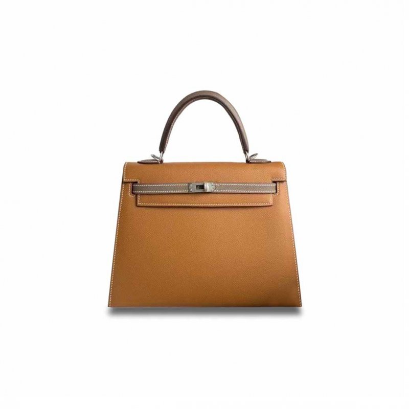 (image for) HERMÈS MASTER KELLY 25 EPSOM GOLDEN BROWN WITH ELEPHANT GRAY SILVER BUCKLE (25*17*7cm)