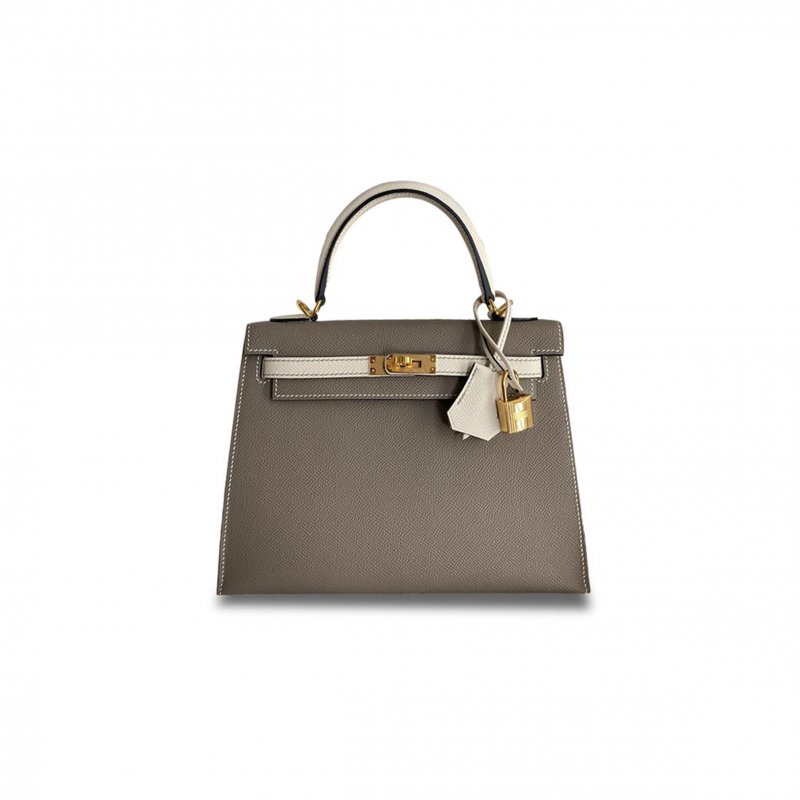 (image for) HERMÈS MASTER KELLY SELLIER 25 BICOLOR BAG IN TAUPE AND CRAIE EPSOM (25*17*7cm)