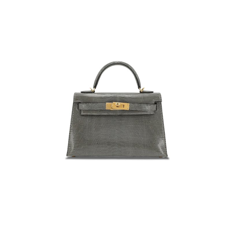 (image for) HERMÈS MASTER MINI KELLY II GRIS TOURTERELLE LIZARD 23581 (19*12*5.5cm)