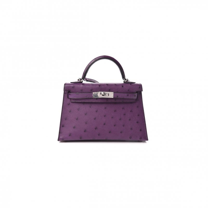 (image for) HERMÈS MASTER OSTRICH MINI KELLY II SELLIER VIOLINE (19*12*5.5cm)