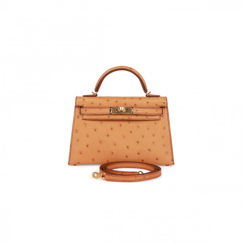 (image for) HERMÈS MASTER MINI KELLY II GOLD OSTRICH GOLD HARDWARE (19*12*5.5cm)