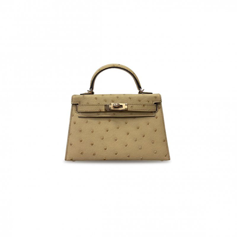 (image for) HERMÈS MASTER MINI KELLY II POCHETTE TRENCH OSTRICH GOLD HARDWARE (19*12*5.5cm)