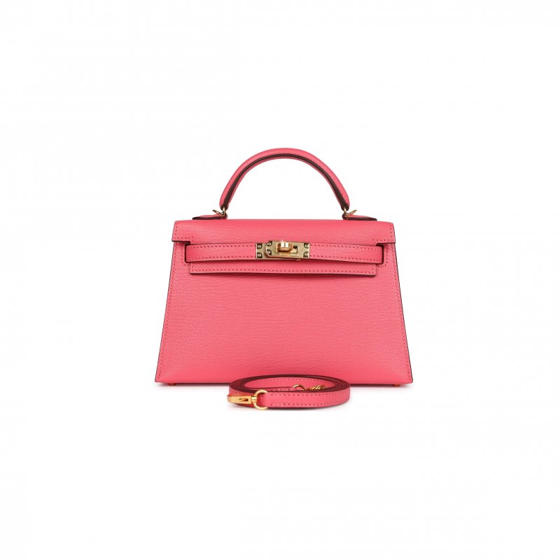 (image for) HERMÈS MASTER MINI KELLY II SELLIER ROSE AZALEE CHEVRE MYSORE GOLD HARDWARE (19*12*5.5cm)