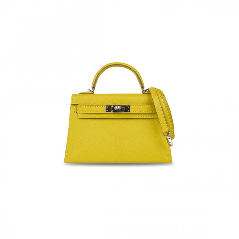(image for) HERMÈS MASTER MINI KELLY II LIME CHEVRE LEATHER PALLADIUM HARDWARE (19*12*5.5cm)