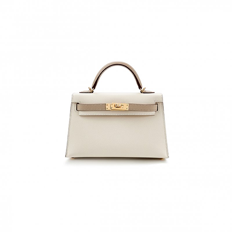(image for) HERMÈS MASTER MINI KELLY II EPSOM CREAM WHITE WINDBREAKER GRAY GOLD HARDWARE (19*12*5.5cm)