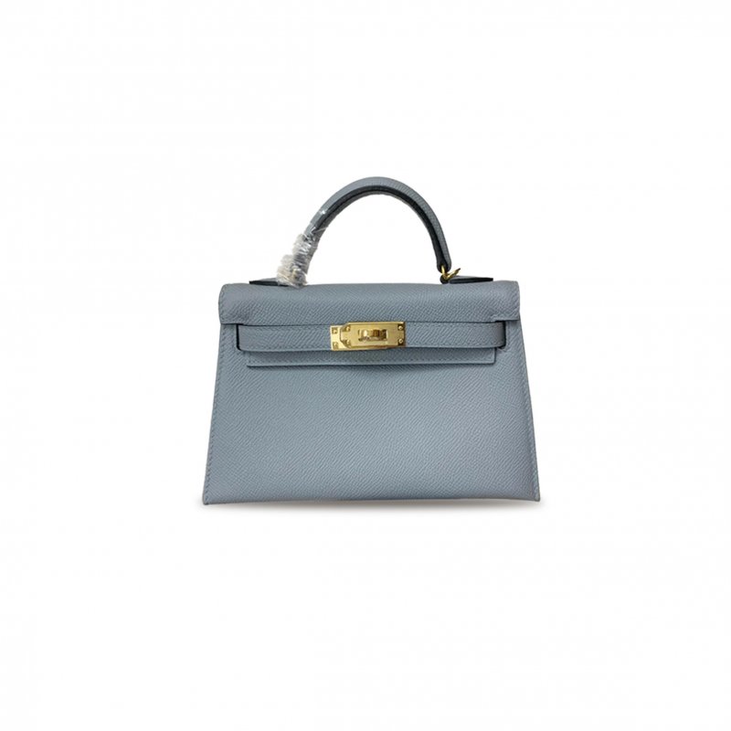 (image for) HERMÈS MASTER MINI KELLY II EPSOM LINEN BLUE GOLD BUCKLE (19*12*5.5cm)
