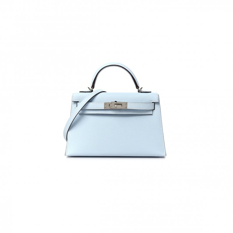 (image for) HERMÈS MASTER MINI KELLY II EPSOM HAZE BLUE SILVER BUCKLE (19*12*5.5cm)