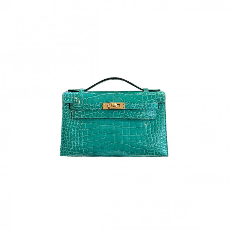 (image for) HERMÈS MASTER MINI KELLY CLUTCH SHINY NILOTICUS IMPERIAL GREEN GOLD BUCKLE (22*14*7cm)