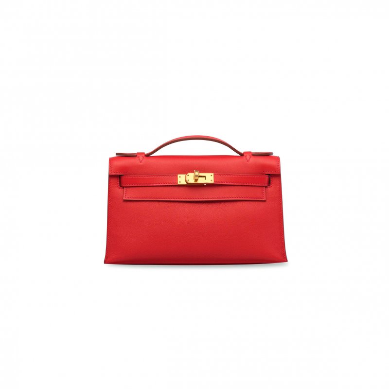 (image for) HERMÈS MASTER LEATHER KELLY POCHETTE WITH GOLD HARDWARE (22*14*7cm)