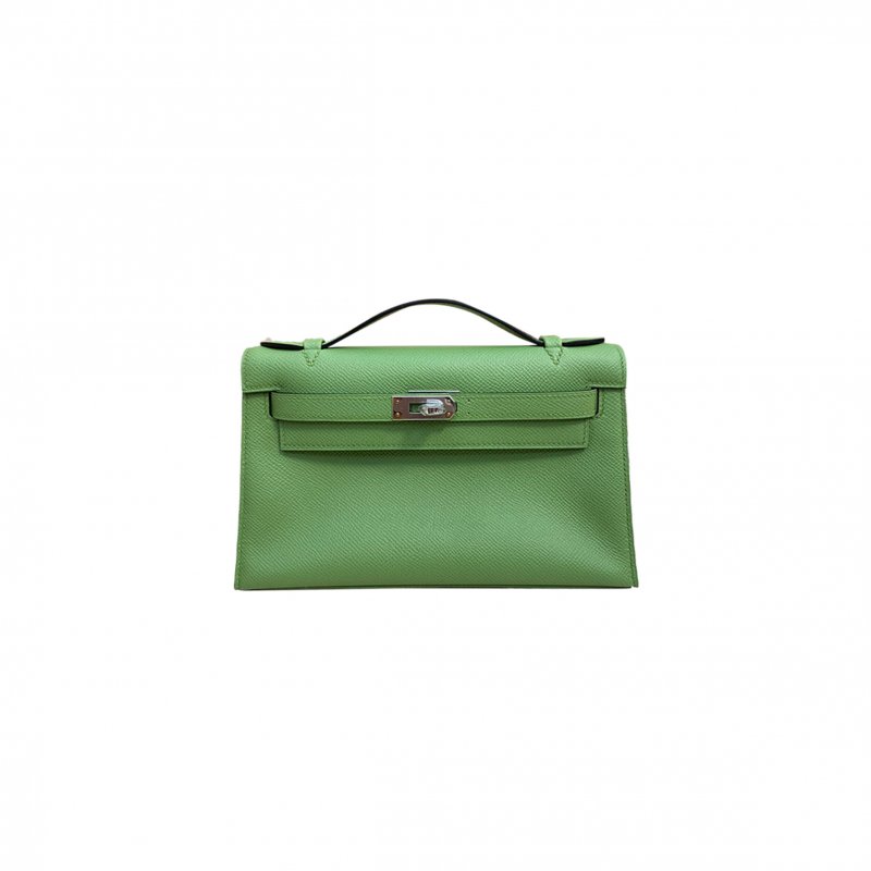 (image for) HERMES MASTER MINI KELLY FIRST GENERATION EPSOM AVOCADO GREEN SILVER BUCKLE (22*14*7cm)