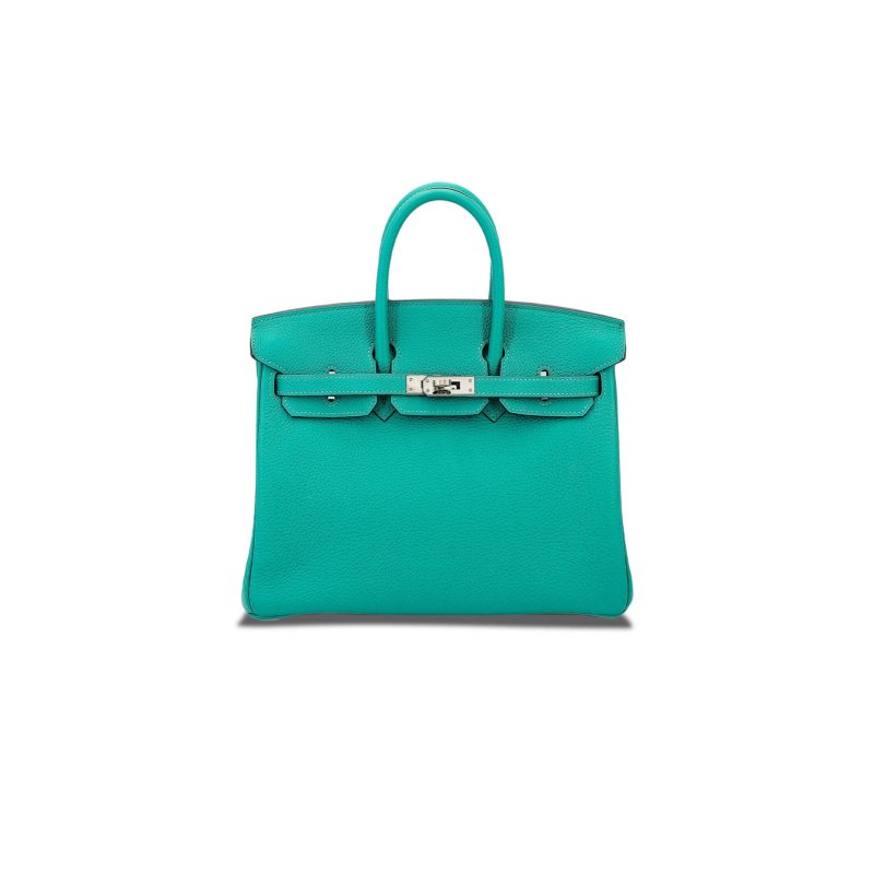 (image for) HERMÈS BIRKIN 25 TOGO LEATHER PEACOCK BLUE SILVER BUCKLE 1720000492 (25*20*13cm)