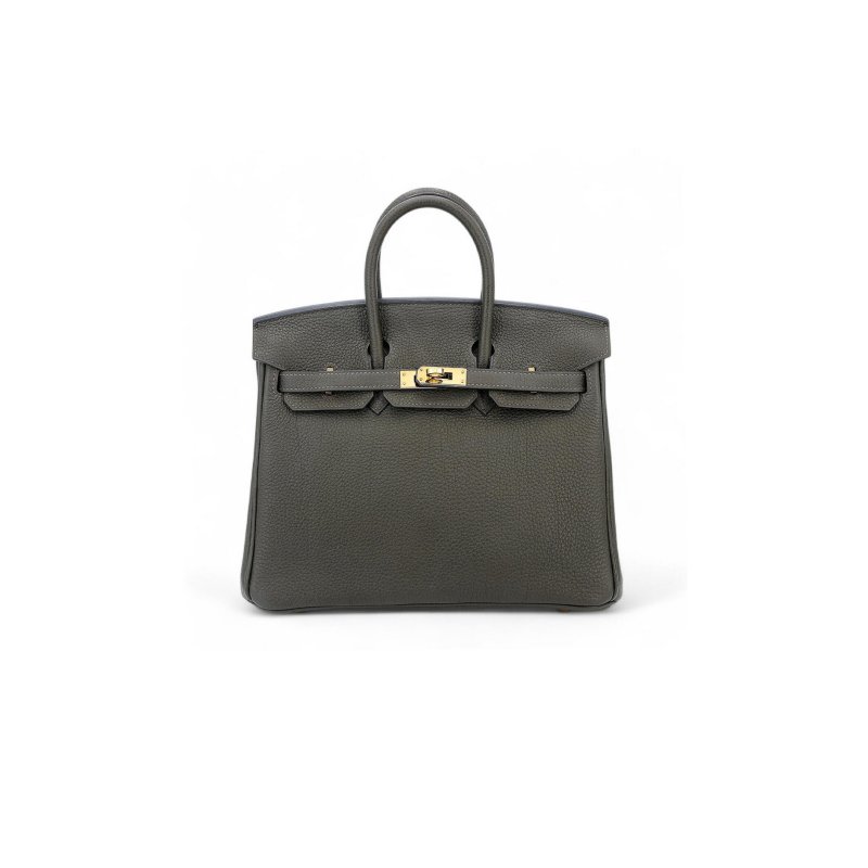 (image for) HERMÈS BIRKIN 25 TOGO LEATHER PEWTER GREY GOLD BUCKLE BAG H028369CC8F (25*20*13cm)