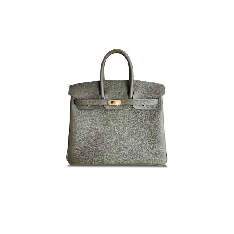 (image for) HERMES BIRKIN 25 CALFSKIN ALMOND GREEN GOLD BUCKLE BAG BK308QTGSS (25*20*13cm)