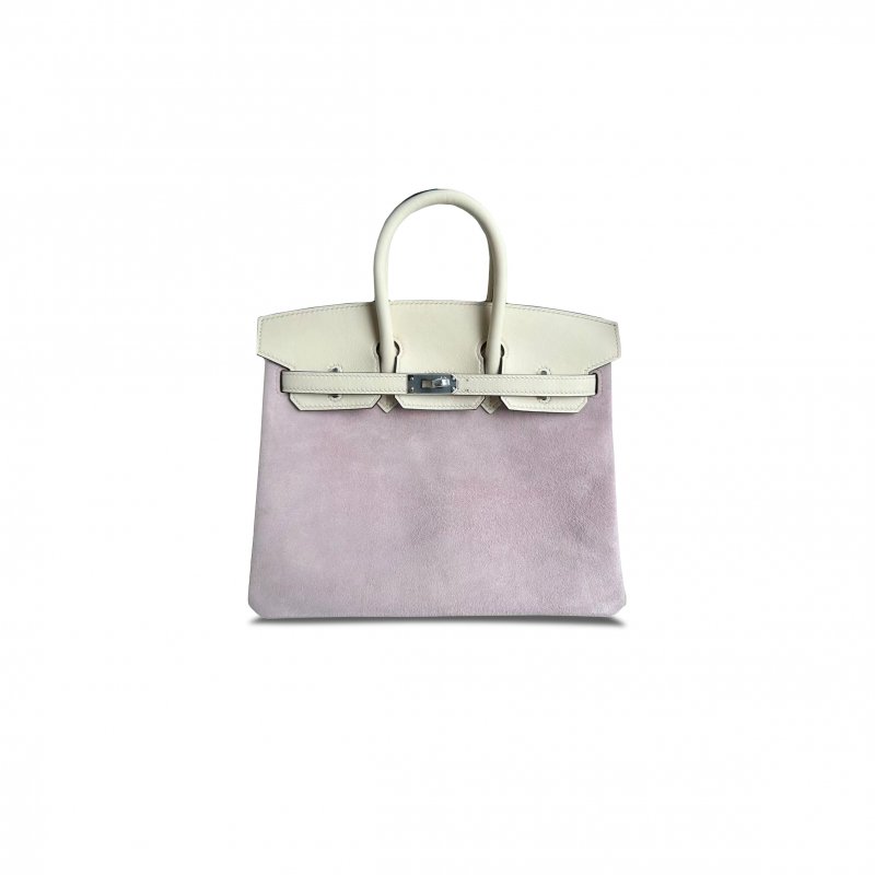 (image for) HERMES BIRKIN 25 WISTERIA PINK SUEDE HANDBAG 2440209 (25*20*13cm)