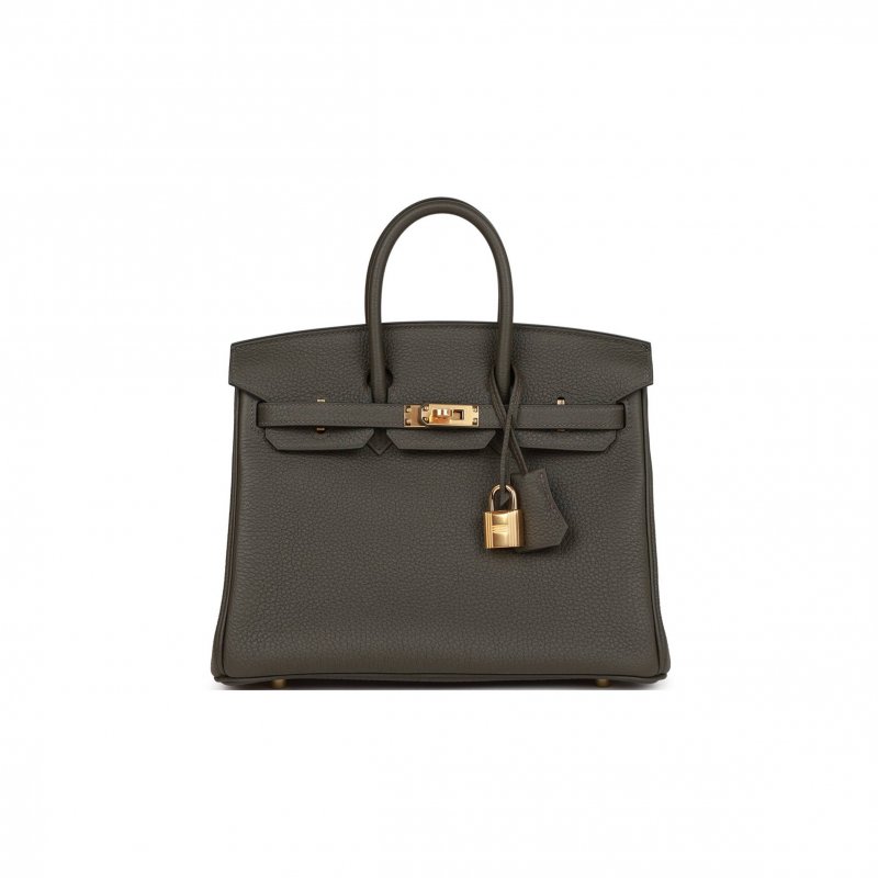 (image for) HERMES BIRKIN 25 VERT DE GRIS TOGO GOLD HARDWARE HANDMADE (25*20*13cm)