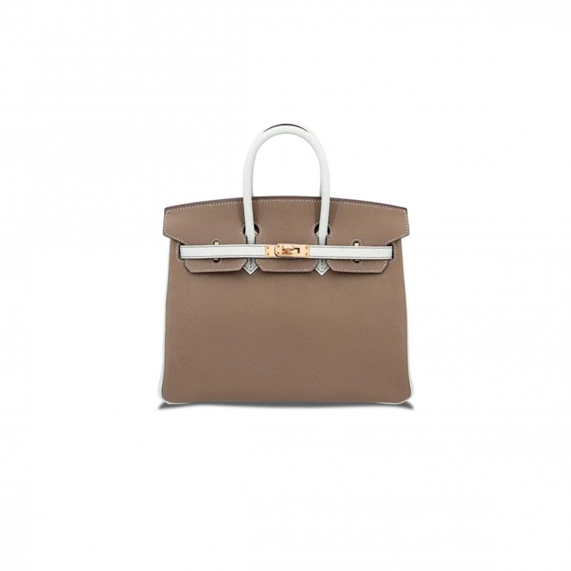 (image for) HERMES BIRKIN 30 EPSOM ELEPHANT GREY AND MILKSHAKE WHITE WITH GOLD BUCKLE MSBK3015501 (30*23*15cm)