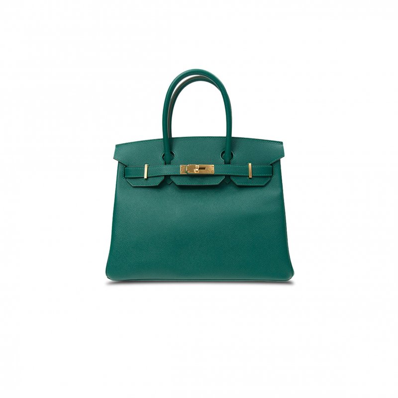 (image for) HERMES BIRKIN 30 EPSOM LEATHER PEACOCK GREEN GOLD BUCKLE BAG H028369CCZ6 (30*23*15cm)