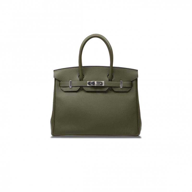 (image for) HERMES BIRKIN 30 TOGO LEATHER SAGE GREEN SILVER BUCKLE BK3061TGSS (30*23*15cm)