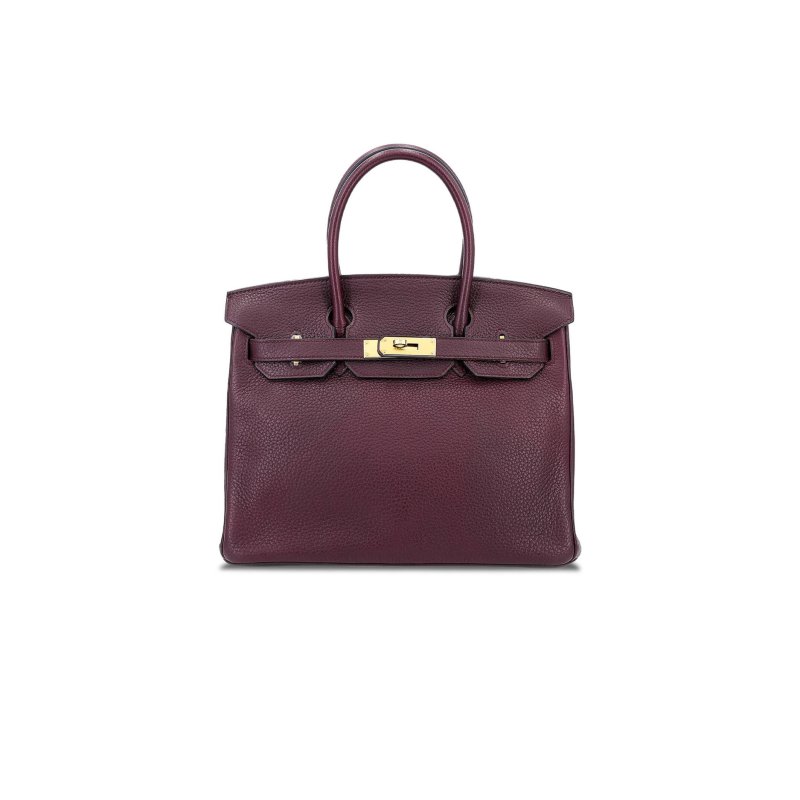 (image for) HERMÈS BIRKIN 30 TOGO LEATHER BURGUNDY GOLD BUCKLE BAG 8575895581 (30*22*15cm)